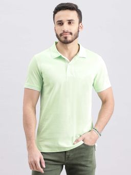 ROOKIES - Men Green Solid Casual Polo T-Shirt