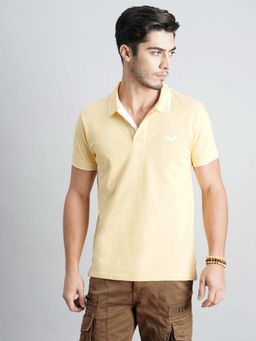 ROOKIES - Men Yellow Solid Casual Polo T-Shirt