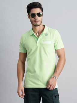 ROOKIES - Men Green Printed Casual Polo T-Shirt