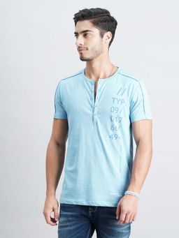 ROOKIES - Men Blue Solid Casual T-Shirt