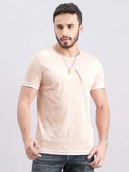 ROOKIES - Men Pink Solid Casual T-Shirt