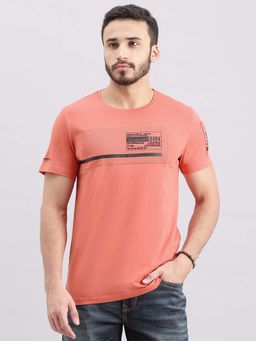 ROOKIES - Men Peach Printed Casual T-Shirt