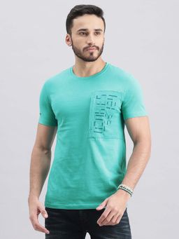 ROOKIES - Men Aqua Printed Casual T-Shirt