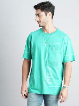 ROOKIES - Men Aqua Printed Casual T-Shirt