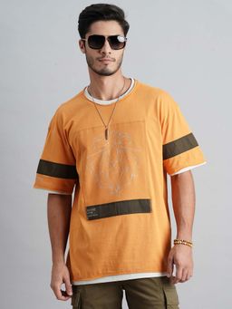 ROOKIES - Men Mustard Printed Casual T-Shirt