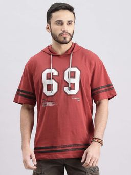 ROOKIES - Men Maroon Printed Casual T-Shirt
