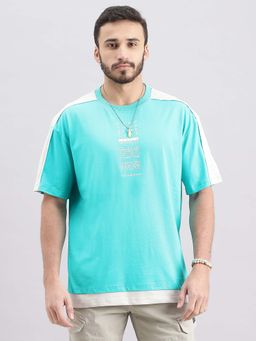 ROOKIES - Men Blue Colorblock Casual T-Shirt