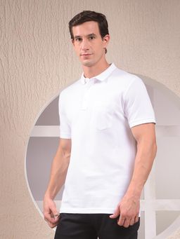 CRIMSOUNE CLUB - Men White Solid Casual Polo T-Shirt