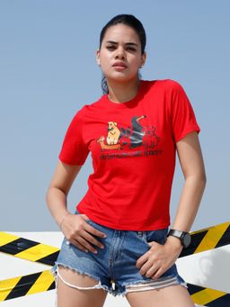AAREIN - Women Red Graphic Printed T-Shirt