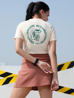 AAREIN - Women Peach Graphic Printed T-Shirt