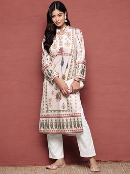 Ahalyaa - Women Ethnic Motifs Printed Gotta Patti Velvet Kurta