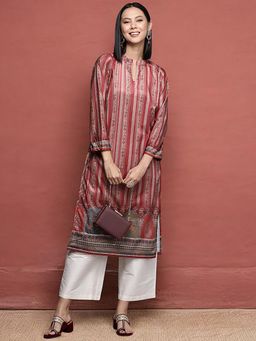 Ahalyaa - Women Striped Gotta Patti Velvet Kurta