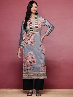 Ahalyaa - Women Floral Printed Velvet Kurta