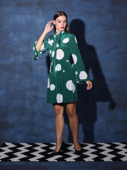 Swatee Singh - Scarf Collar Dress With Flared Detailed Sleeves And Cutout At Back