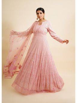 Farha Syed - 2 Piece Pink Anarkali Kurta With Dupatta (Set of 2)