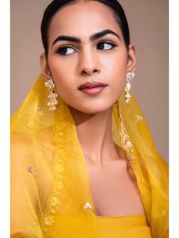 Royal Pitarah - Rose Quartz Noor Crescent Earrings