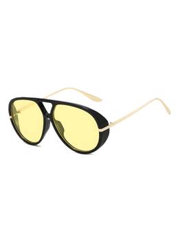 AUGEN - Unisex Zayden Classic Oversized Aviator Metal & PC Yellow Lens Sunglasses