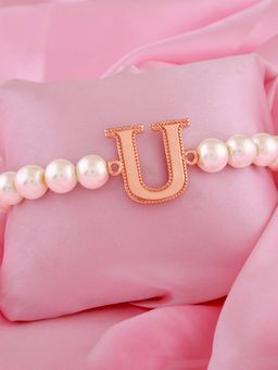 Estele - Rose Gold Plated Unique U Letter Pearl Bracelet for Women