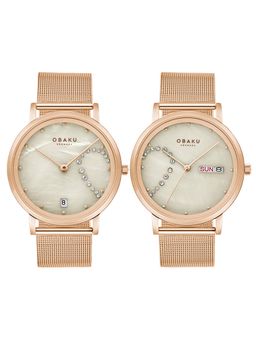 Obaku - V248PHVJMV DRAABE LILLE Quartz Crystal MOP Round Dial Pair Watch