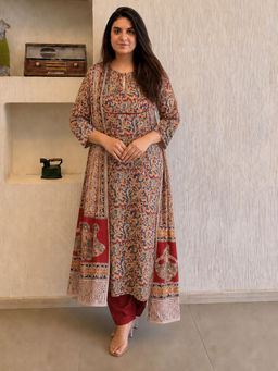 Aaghnya - Multi-Color Printed Viscose Rayon Kurta and Pant with Dupatta