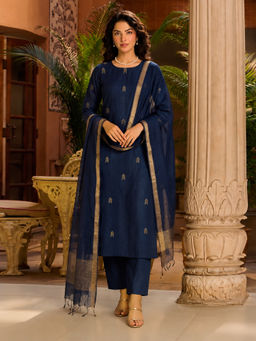 Aaghnya - Blue Woven Viscose Rayon Kurta and Pant with Dupatta
