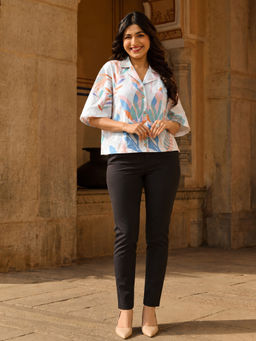 Aaghnya - White Printed Viscose Rayon Regular Shirt