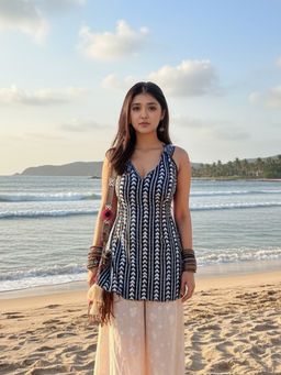Aaghnya - Blue Printed Viscose Rayon Regular Kurti