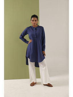 Sugnaa - Blue Solid Cotton Regular Kurta