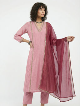Aaghnya - Pink Woven Viscose Rayon Kurta and Pant with Dupatta