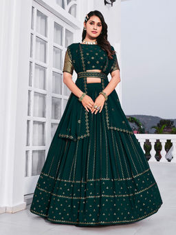 Odette - Classy Teal Georgette Semi-stitched Lehenga Choli