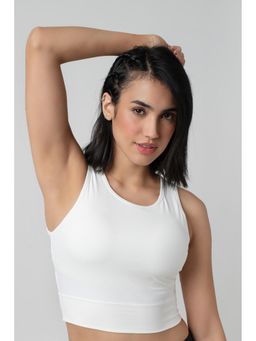 bodyline - White Typography Sports Bra Seamless Full Coverage Sports Bra