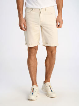 LINDBERGH - Men's Cream Mid Rise Slim Fit Denim Shorts