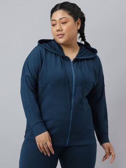 Fitkin - Ecofriendly Tencel Anti-Odor Plus Size Teal Green Hoodie Jacket