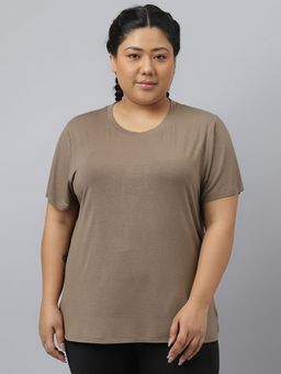 Fitkin - Plus Size Super Soft Ecofriendly Modal Brown Short Sleeve T-Shirt