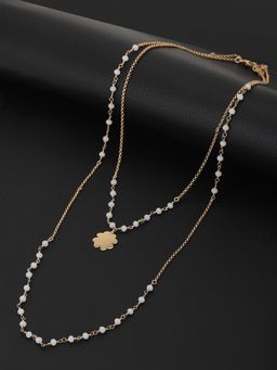 Carlton London - Rose Gold-Plated White Brass Layered Necklace FJN3833