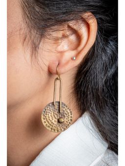 Studio Anviksha - Gold Hammered Brass Disc Earrings