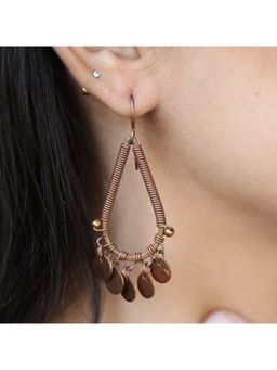 Studio Anviksha - Copper Drop Shaped Circular Disc Earrings