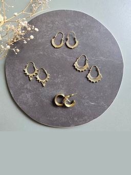 Studio Anviksha - Gold Timeless Brass Hoops (Pack of 4)