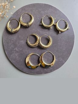 Studio Anviksha - Gold Vintage Vibes Hoops (Pack of 4)
