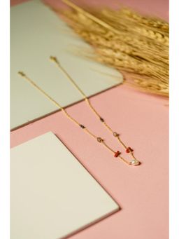 Studio Anviksha - Gold Grey Pearl, Coral And Labradorite Necklace