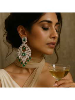 Kare Kraft - Green Ameera Emerald Diamond Earrings