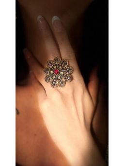 Kare Kraft - Red Rani Kalika Meenakari Ring