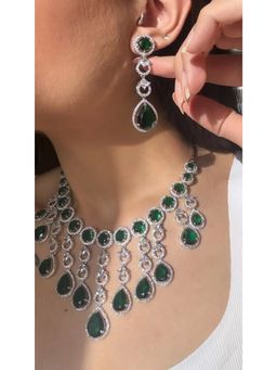 Kare Kraft - Green Emerald Empress Diamond Necklace Set