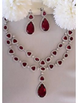 Kare Kraft - Red Crimson Glaze Diamond Necklace Set