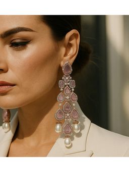 Kare Kraft - Pink Rose Cascade Pearl Drop Earrings