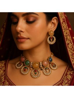 Kare Kraft - Multi-Color Navratna Choker Set