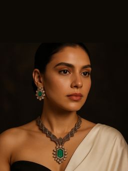 Kare Kraft - Green Emerald Majesty Necklace and Earrings Set