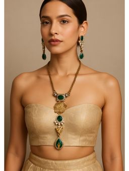 Kare Kraft - Green Emerald Nandi Heritage Necklace and Earrings Set