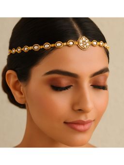 Kare Kraft - White Hexagon Kundan Maatha Patti