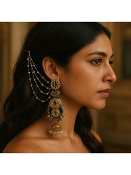 Kare Kraft - Multi-Color Heritage Jhumka with Ear Chain